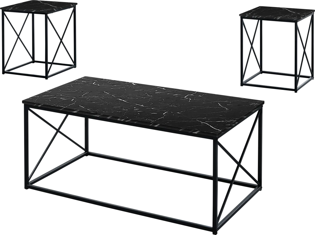 Screven I Black Cocktail Table Set, Set of 3