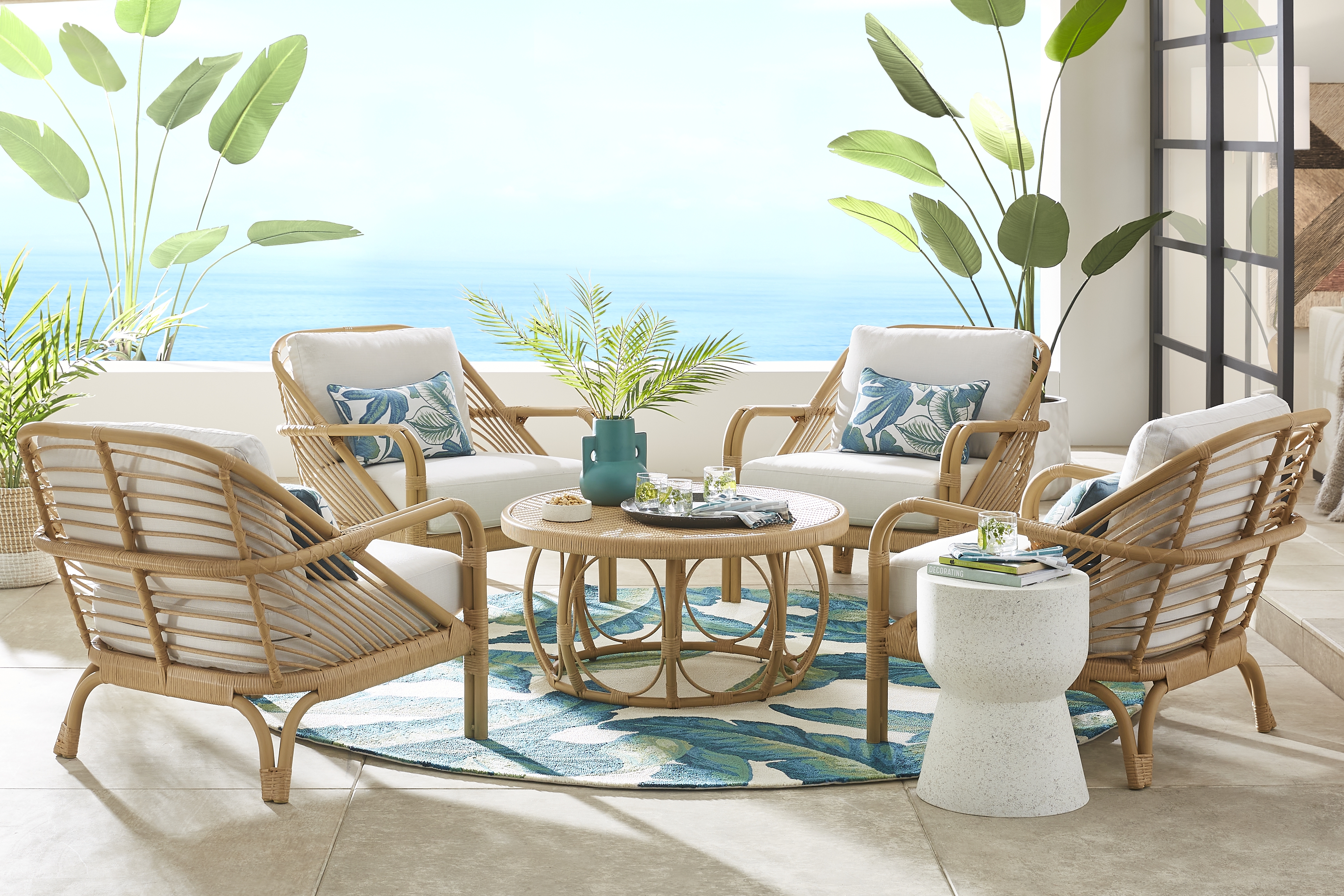 Coronado Sandstone Round Outdoor Cocktail Table - Thumbnail - Image 2