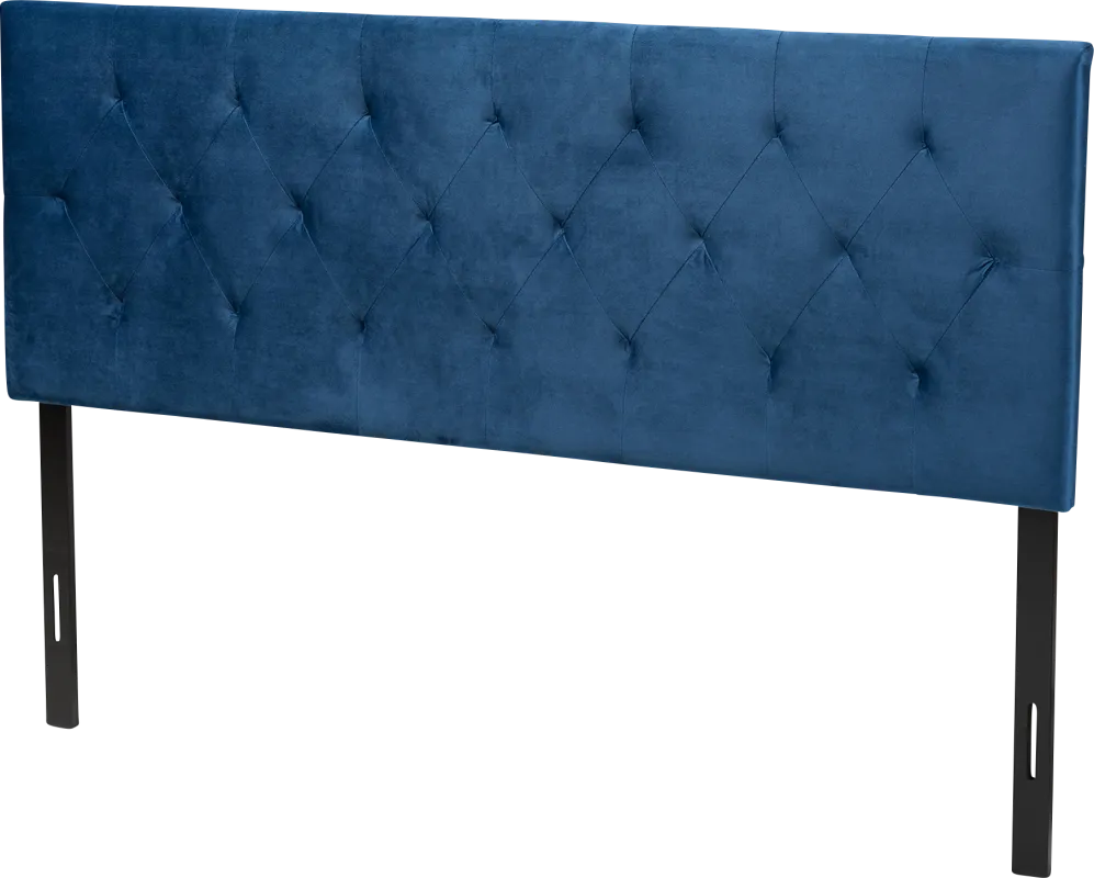 Arpino Navy Blue Queen Upholstered Headboard