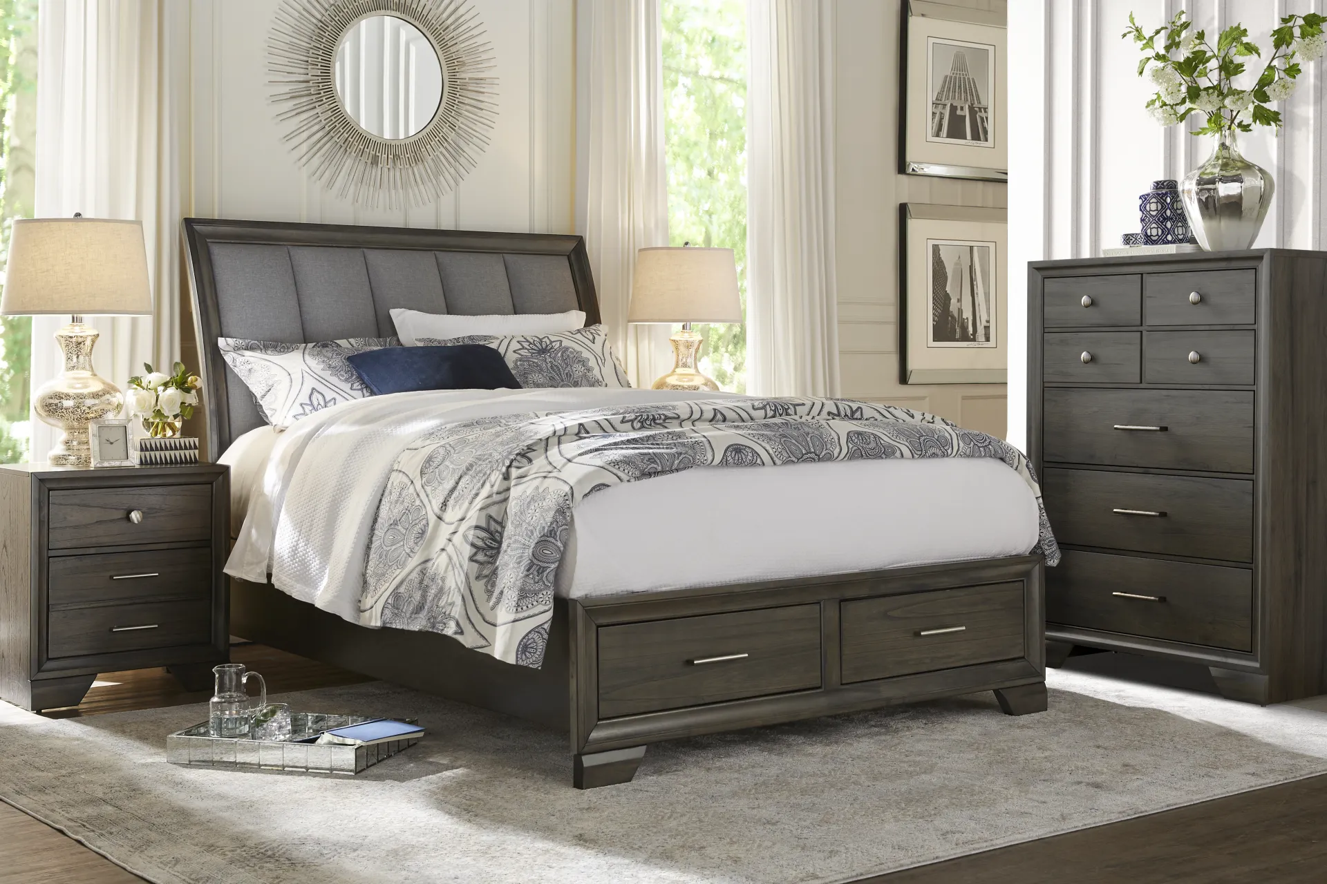 Beckwood Gray 3 Pc Queen Sleigh Bed with Storage - Image 1