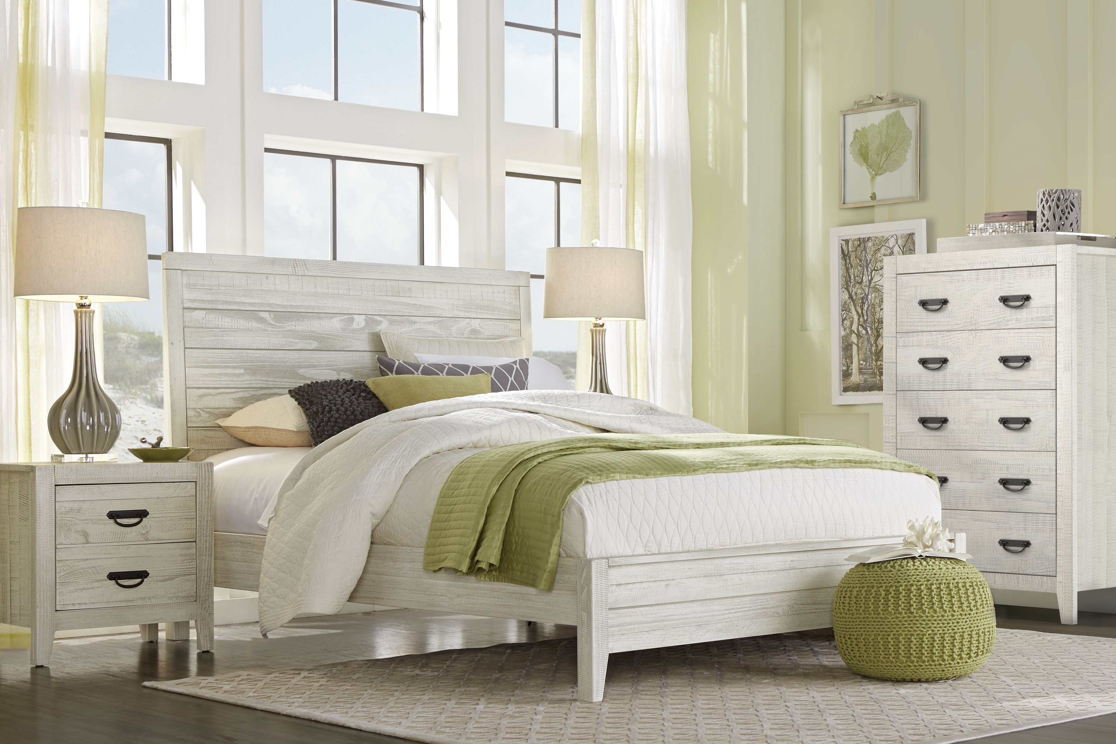 Palm Grove White 5 Pc King Panel Bedroom - Thumbnail - Image 1