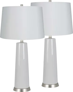 Zenna Road White Table Lamps, Set of 2