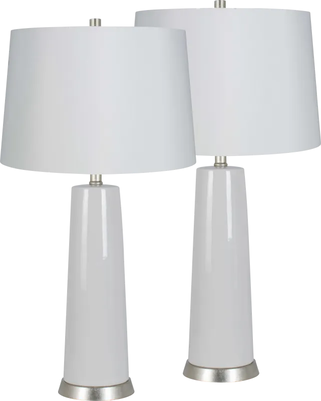 Zenna Road White Table Lamps, Set of 2