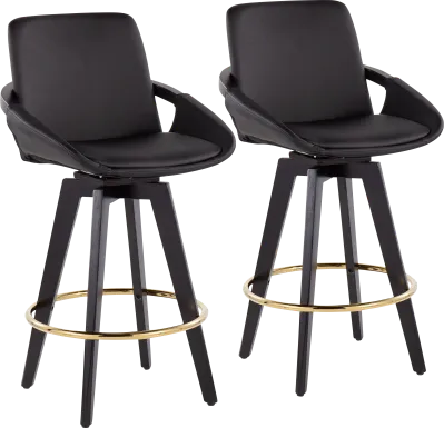 Everan I Black Counter Height Stool, Set of 2