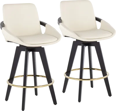 Everan I Cream Counter Height Stool, Set of 2