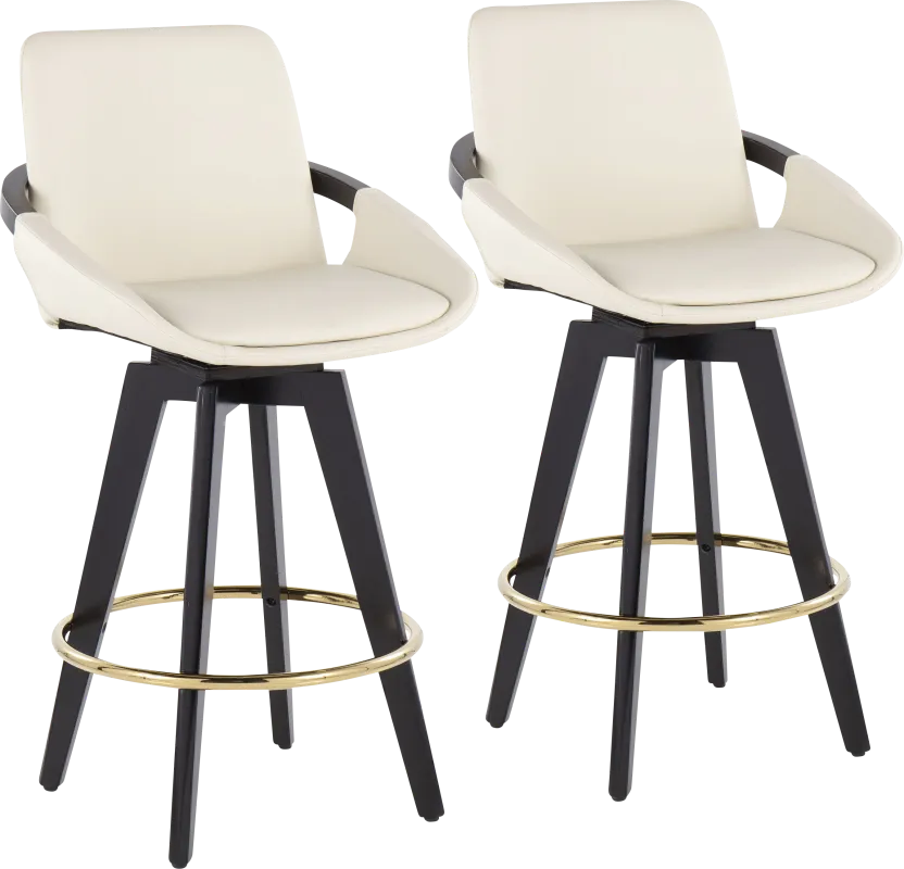 Everan I Cream Counter Height Stool, Set of 2