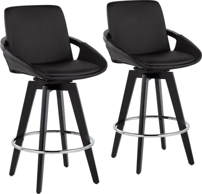 Everan II Black Counter Height Stool, Set of 2