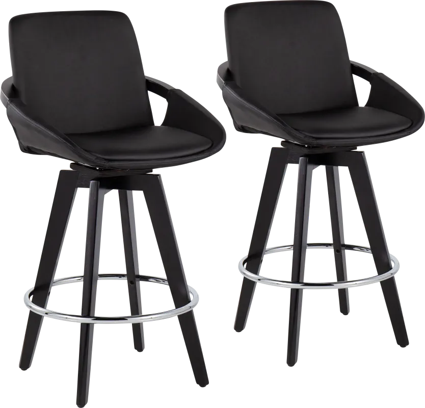Everan II Black Counter Height Stool, Set of 2
