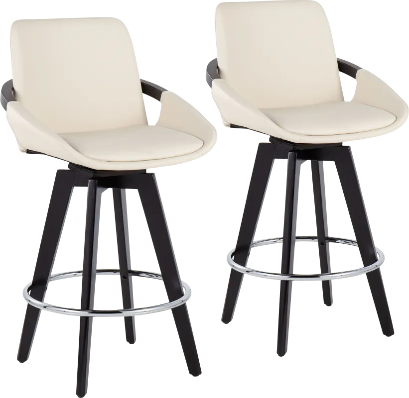 Everan II Cream Counter Height Stool, Set of 2