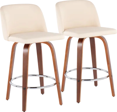 Elorena II Cream Counter Height Stool, Set of 2