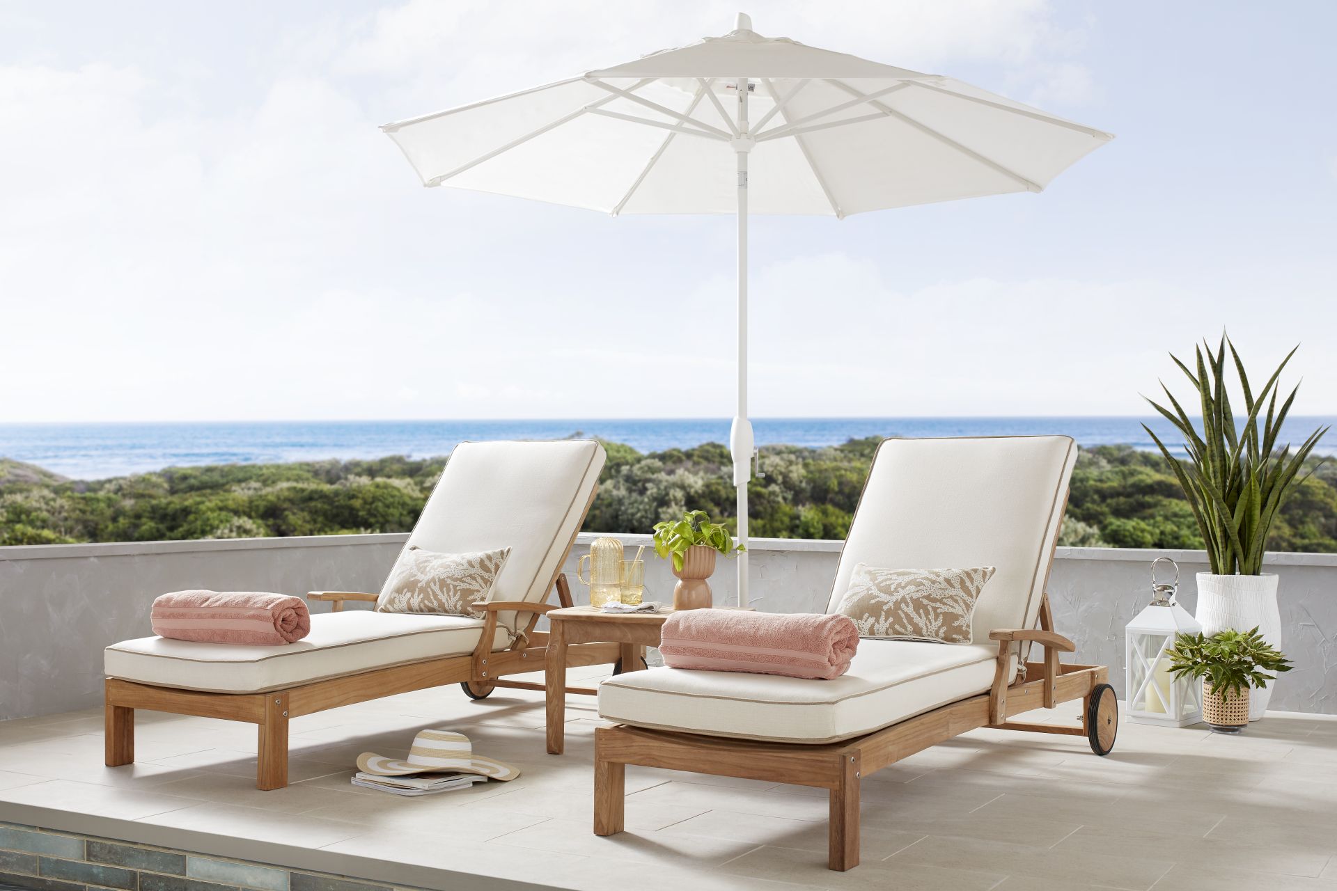 Pleasant Bay Teak Outdoor Chaise with Vapor Cushions, Set of 2 - Image 2