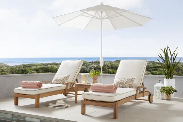 Pleasant Bay Teak Outdoor Chaise with Vapor Cushions, Set of 2 - Thumbnail - Image 3