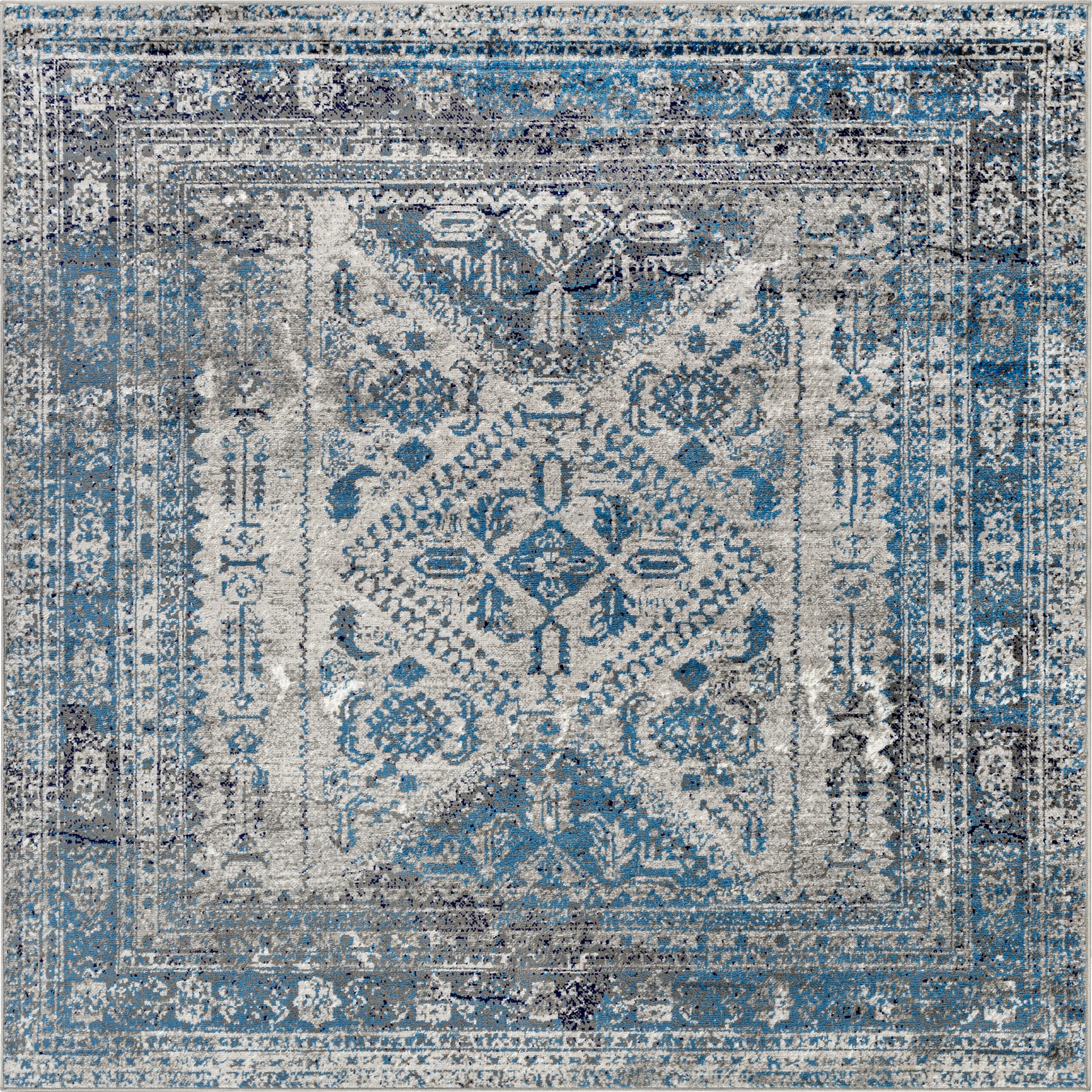 Transcom II Gray 6'7 Square Rug - Thumbnail - Image 1