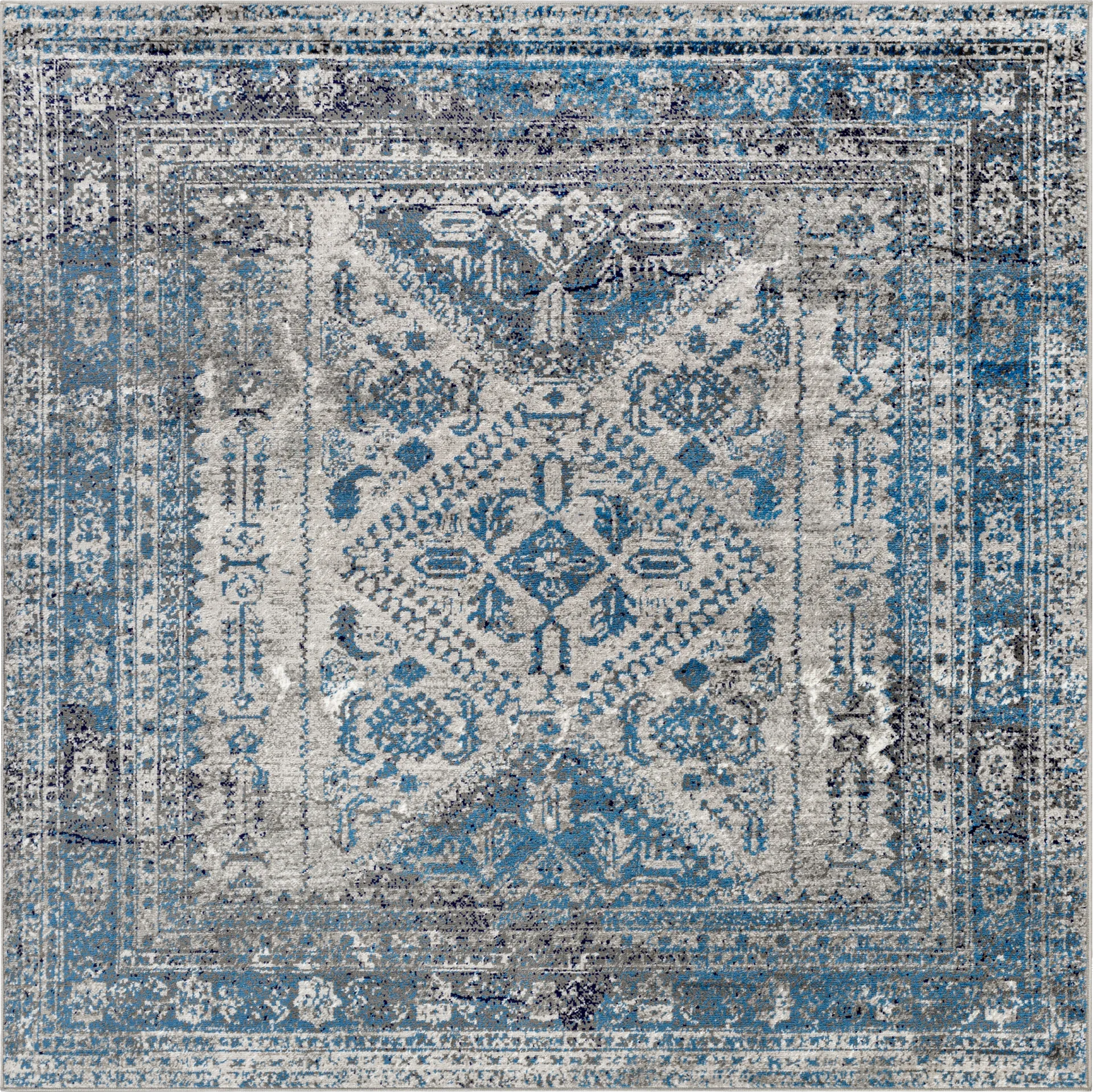 Transcom II Gray 6'7 Square Rug - Image 1