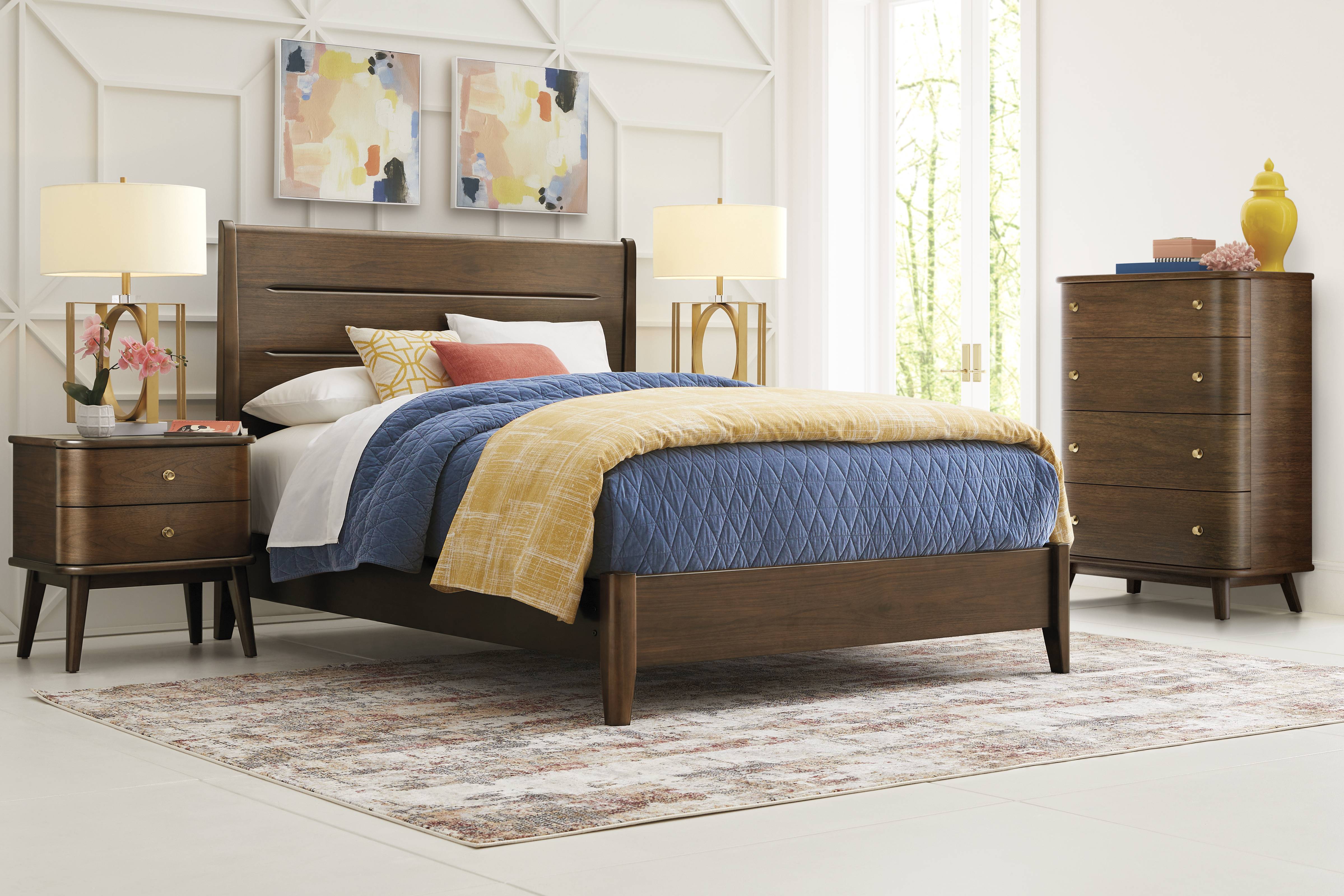 Devon Loft Walnut 5 Pc Queen Panel Bedroom - Thumbnail - Image 1