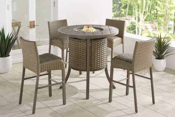 Siesta Key Gray 5 Pc Outdoor Fire Bar Chat Set