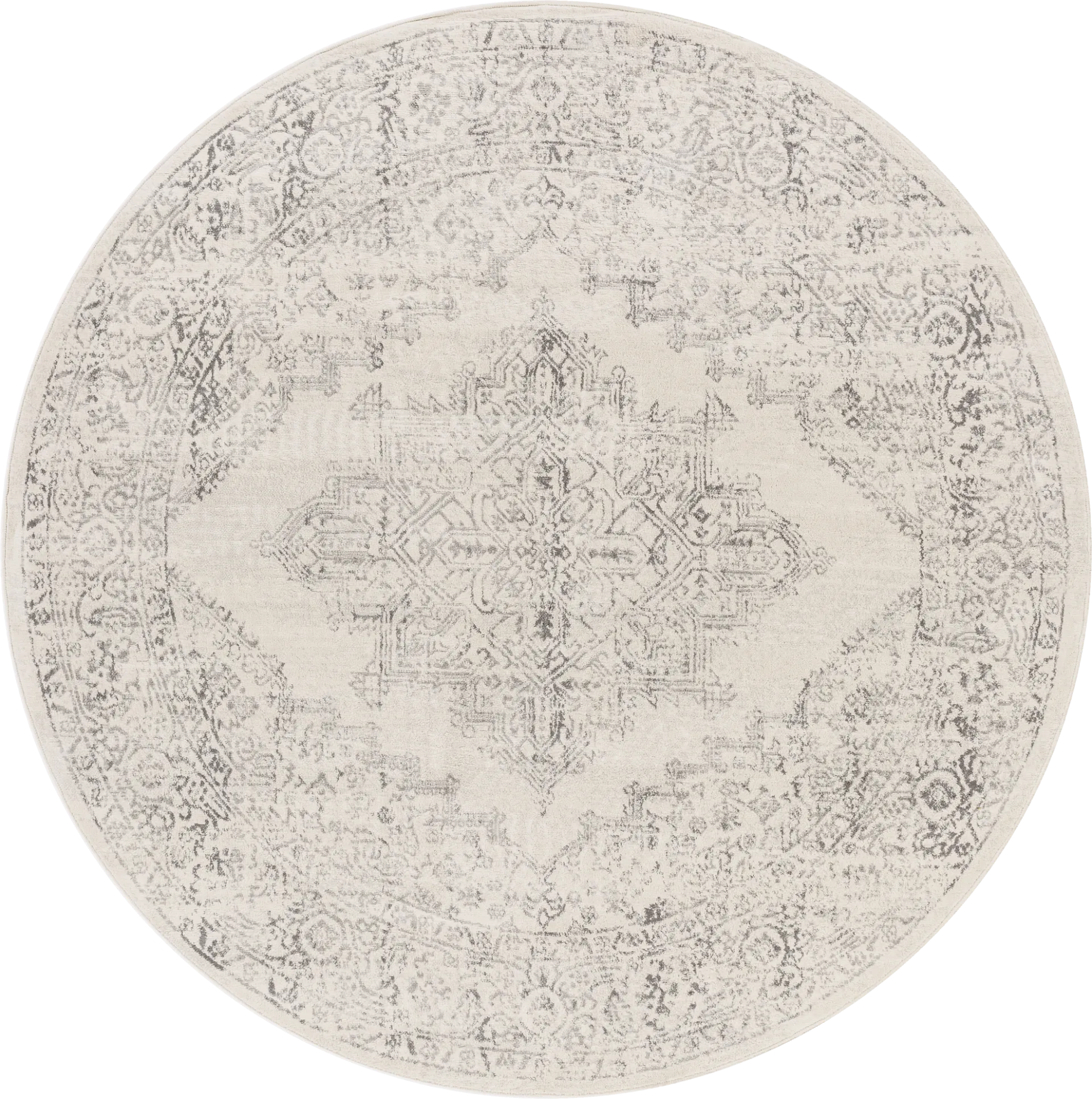 Shinnwood V White 6'7 Round Rug - Image 1
