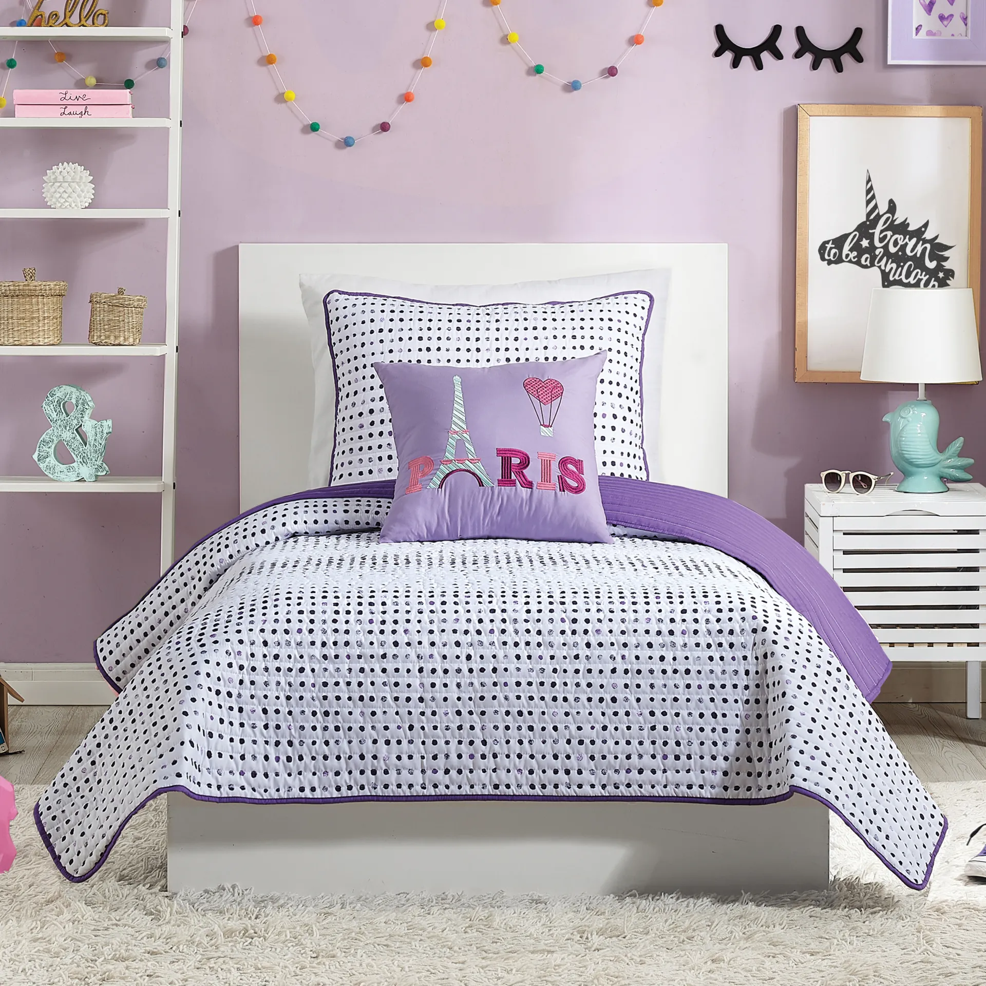 Kids Mirabell Purple Twin Quilt - Image 1