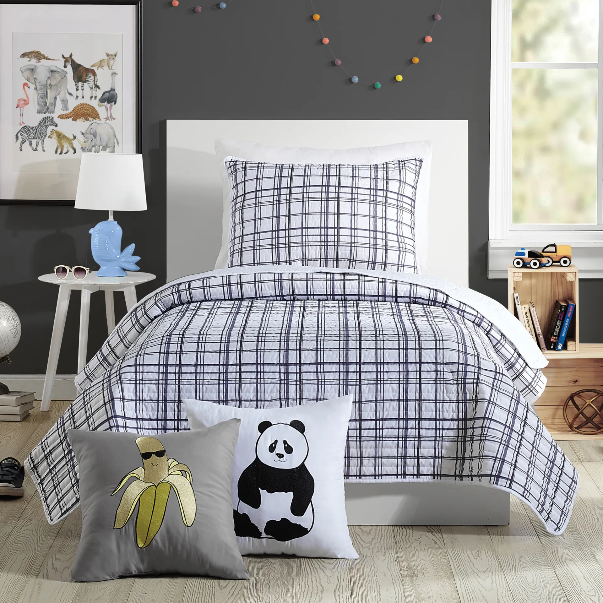 Kids Mintvale Charcoal Twin Quilt - Image 1