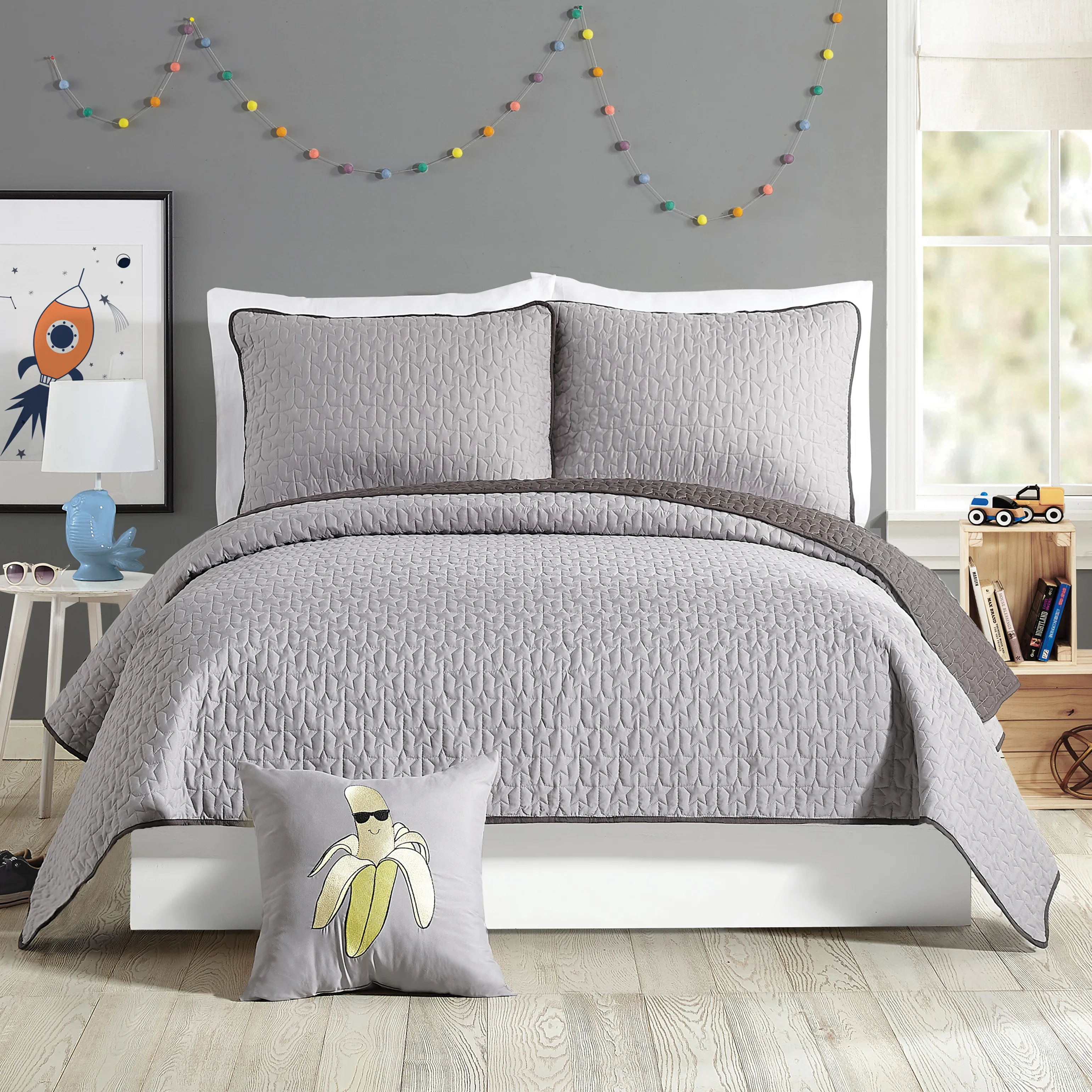 Kids Millingport Gray Full/Queen Quilt - Thumbnail - Image 1