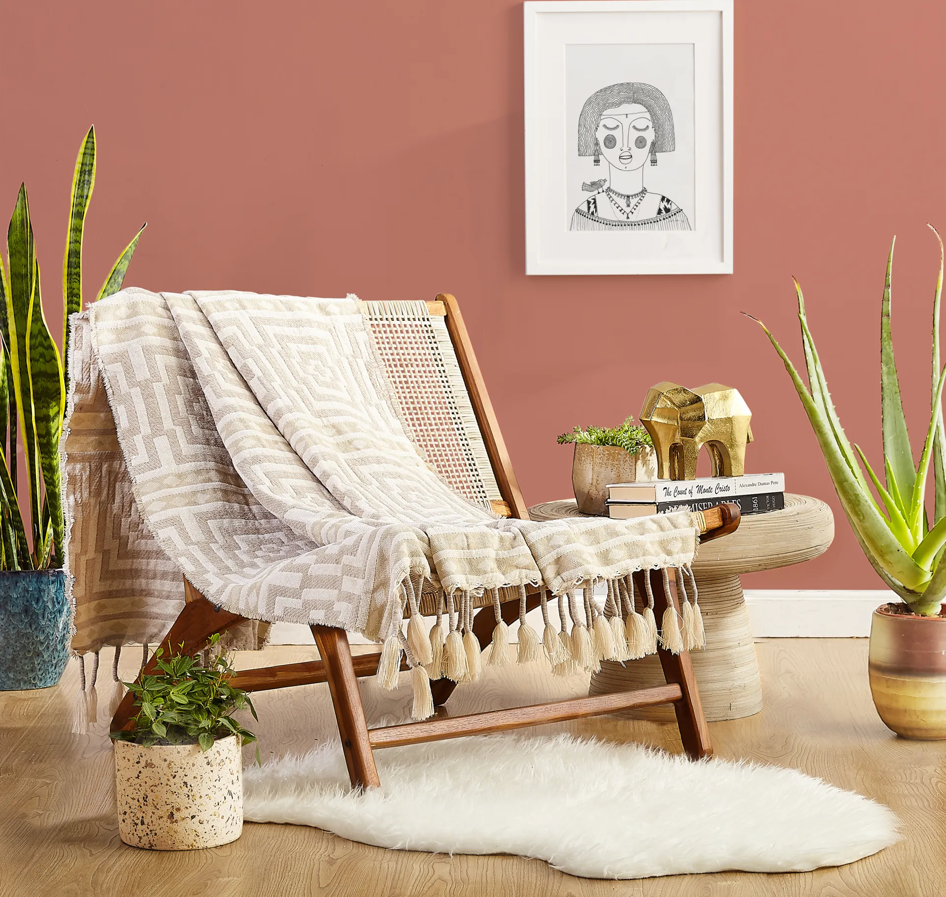 Washentaw Taupe Throw Blanket - Image 1