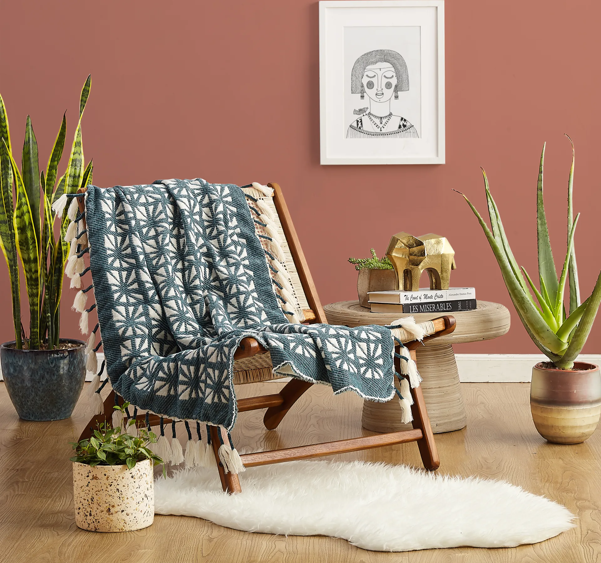 Washentaw Green Throw Blanket - Image 1