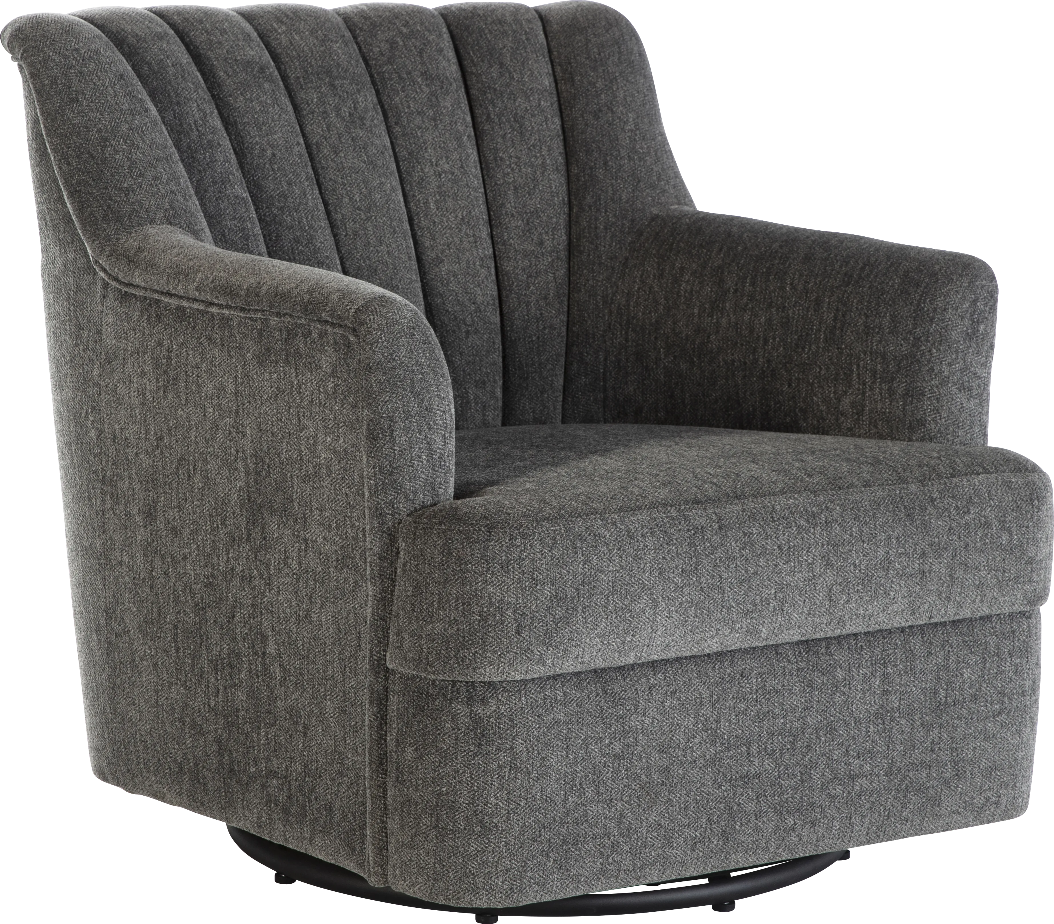 Oxon Dark Gray Swivel Accent Chair - Thumbnail - Image 1