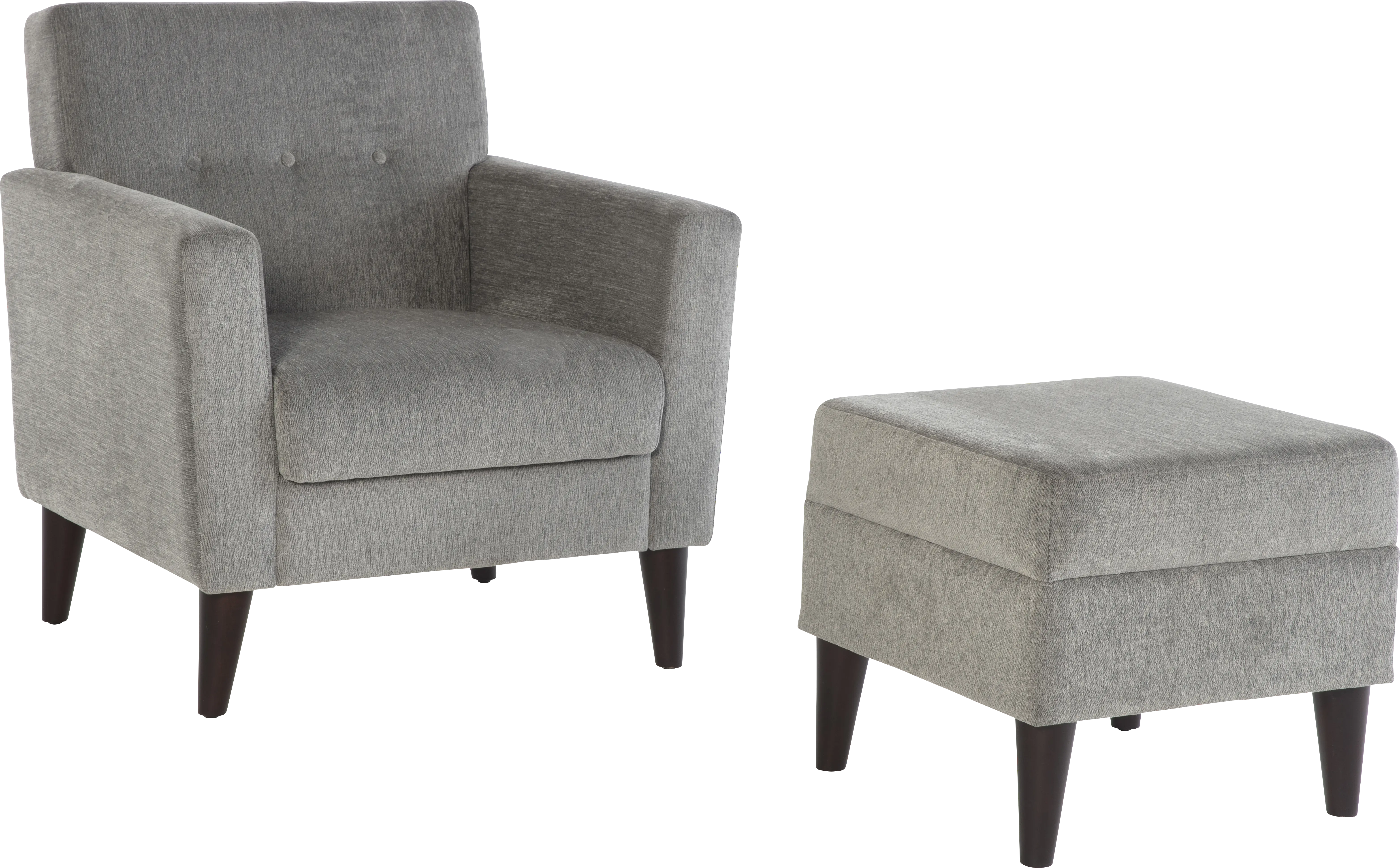 Zouave Gray Accent Chair and Ottoman - Thumbnail - Image 1