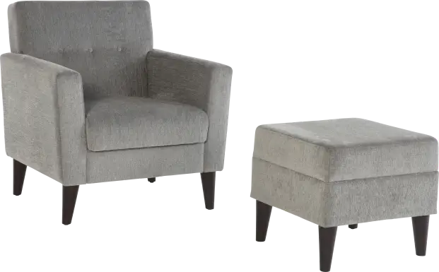 Zouave Gray Accent Chair and Ottoman