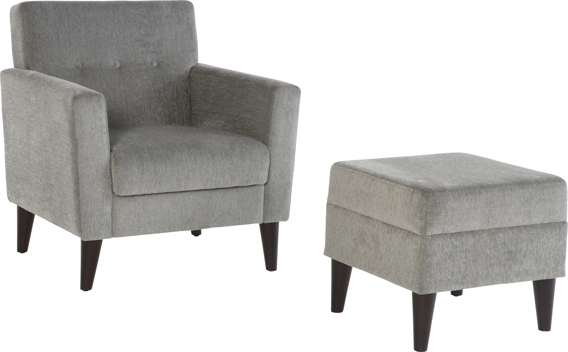 Zouave Gray Accent Chair and Ottoman - Image 1