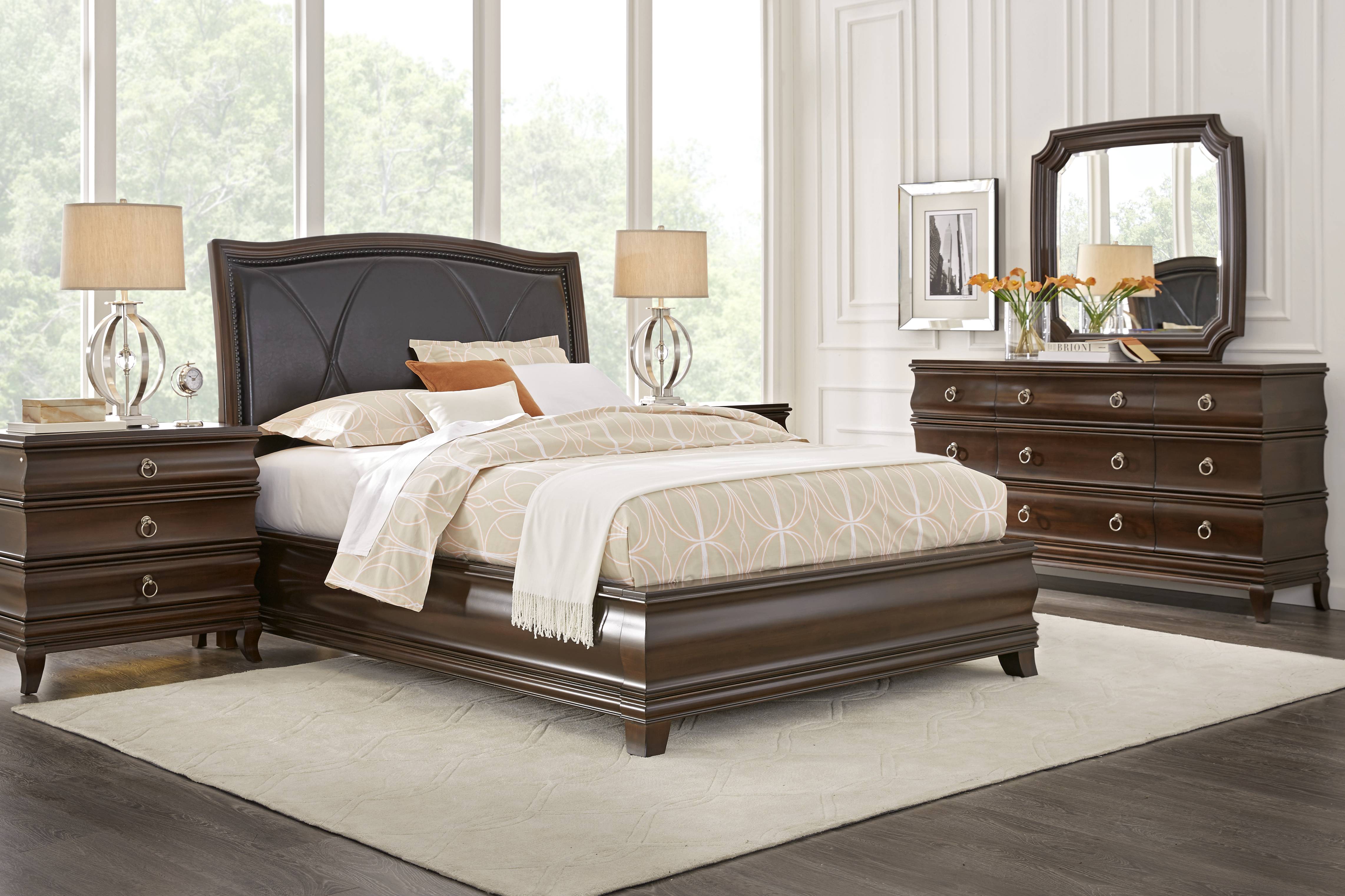 Alexi Cherry 3 Pc Queen Bed with Chocolate Inset - Thumbnail - Image 2