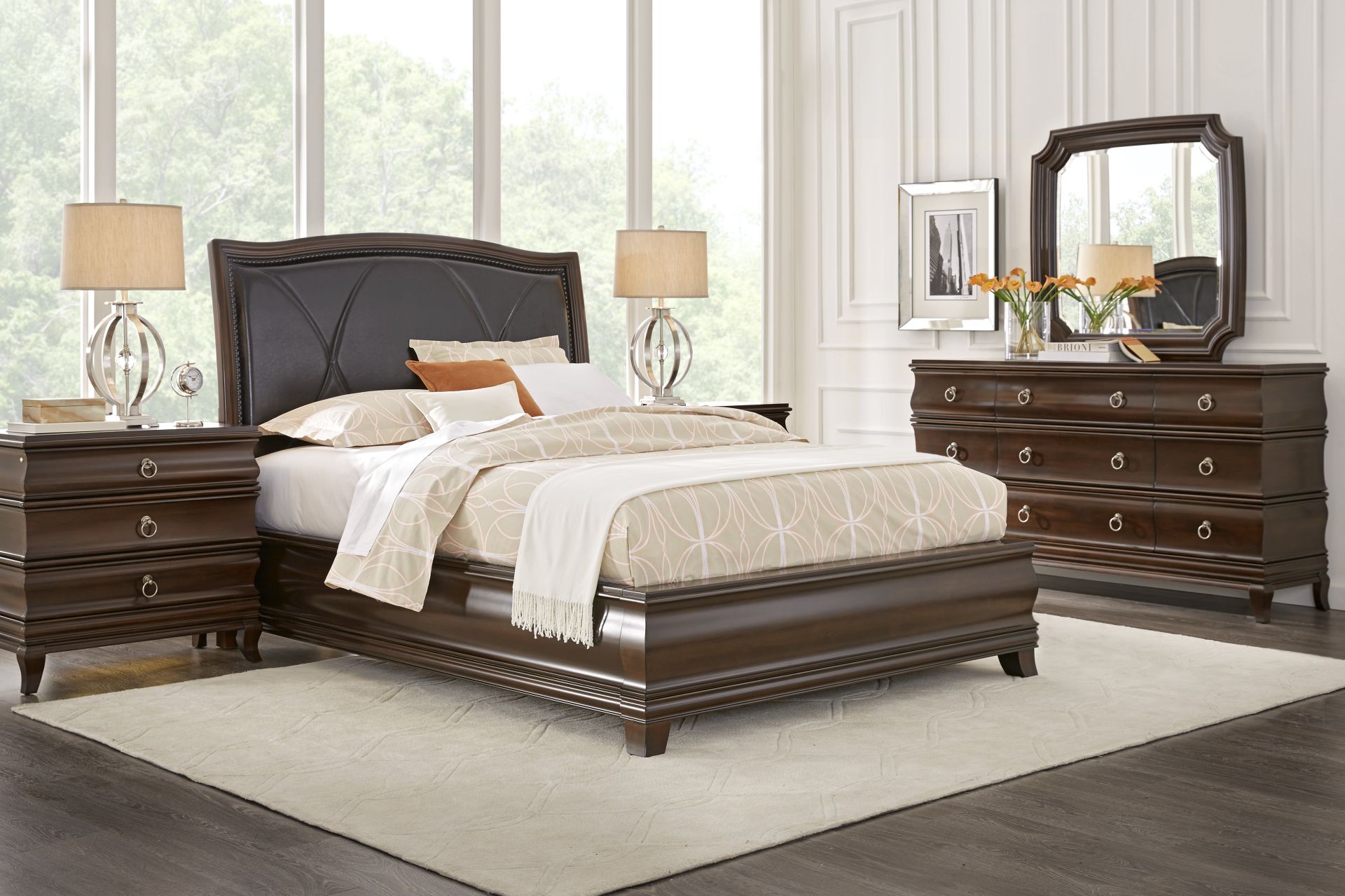Alexi Cherry 3 Pc King Bed with Chocolate Inset - Image 2