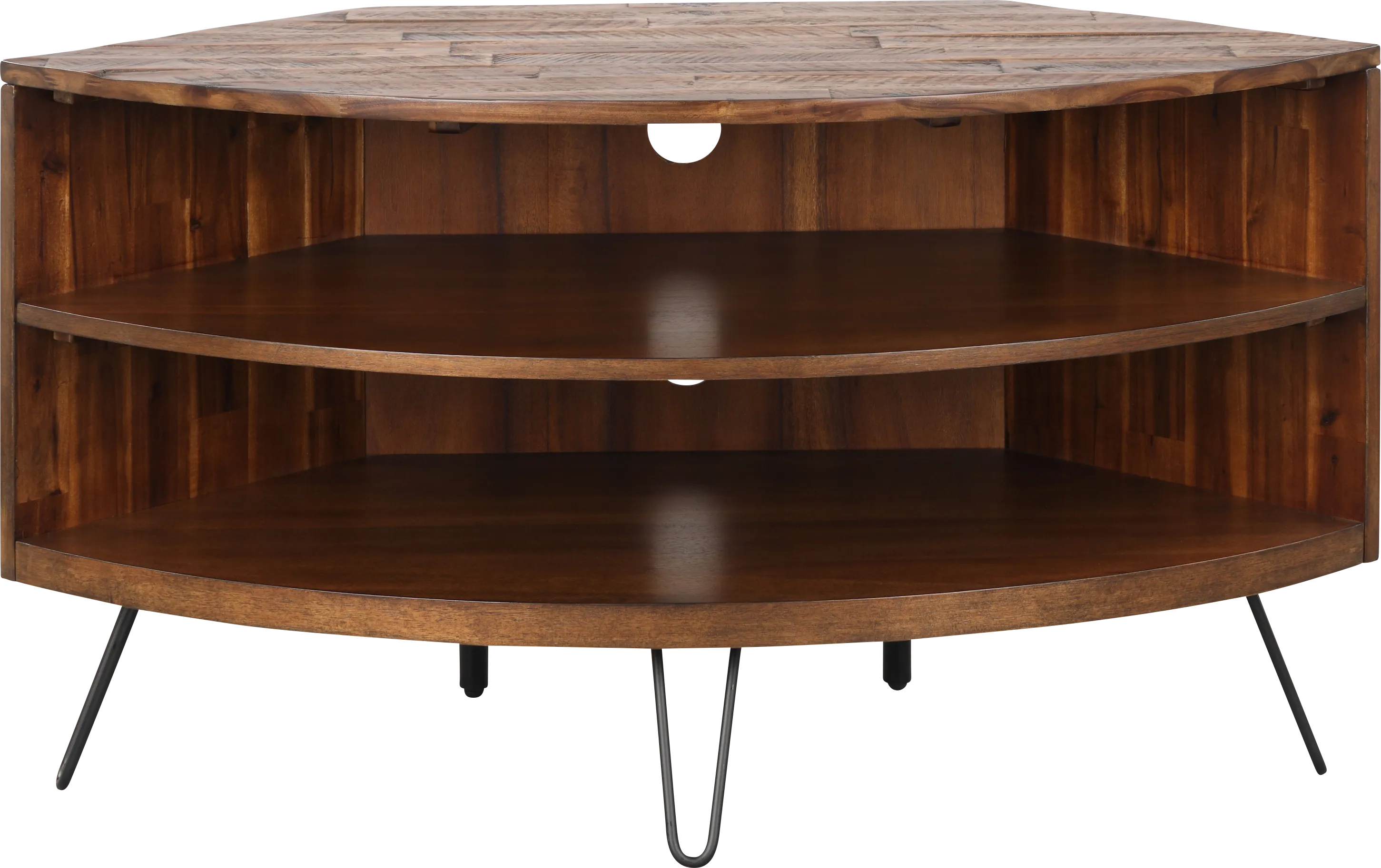 Eclanens Dark Brown 43 in. Corner TV Console - Thumbnail - Image 1