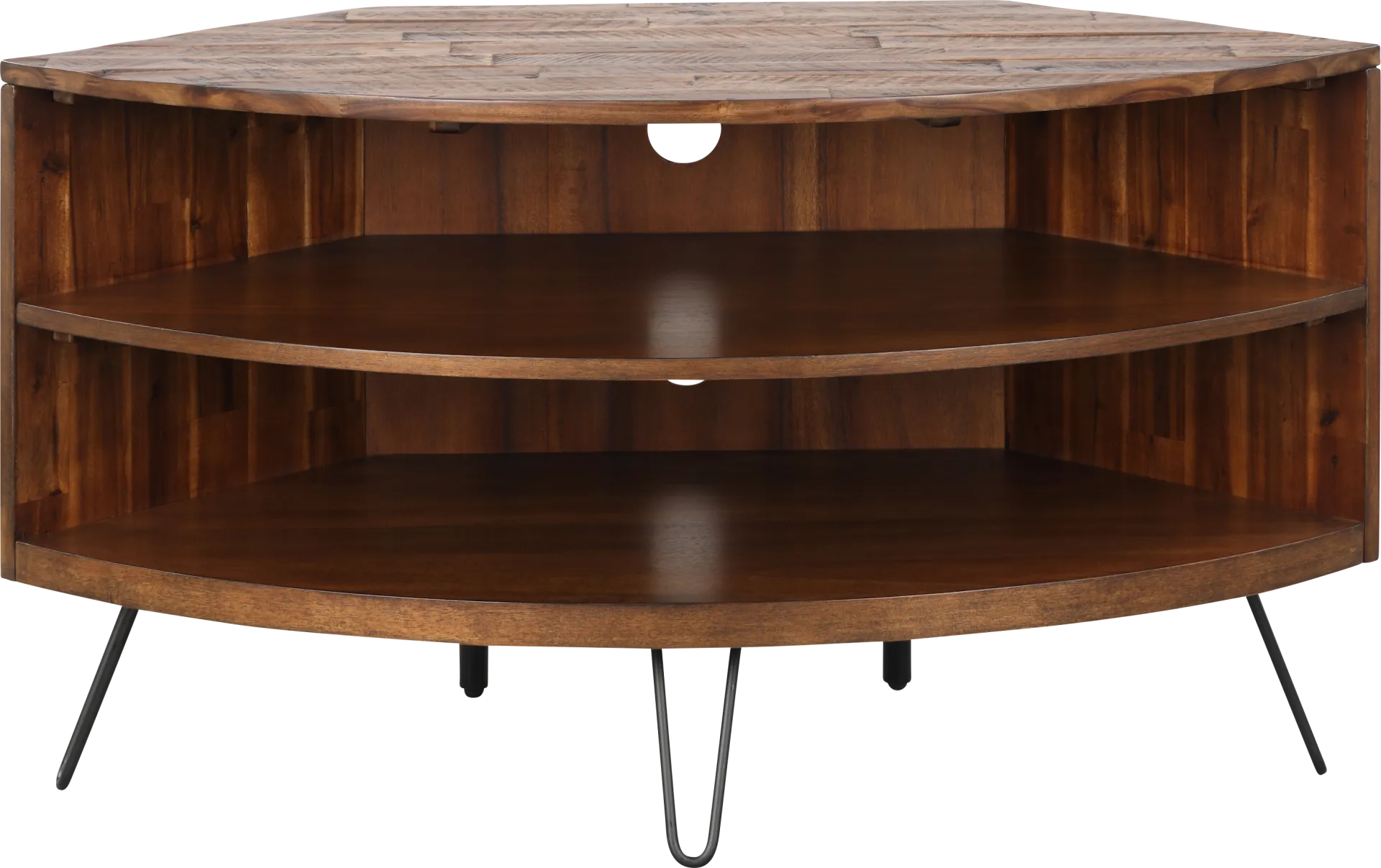 Eclanens Dark Brown 43 in. Corner TV Console - Image 1