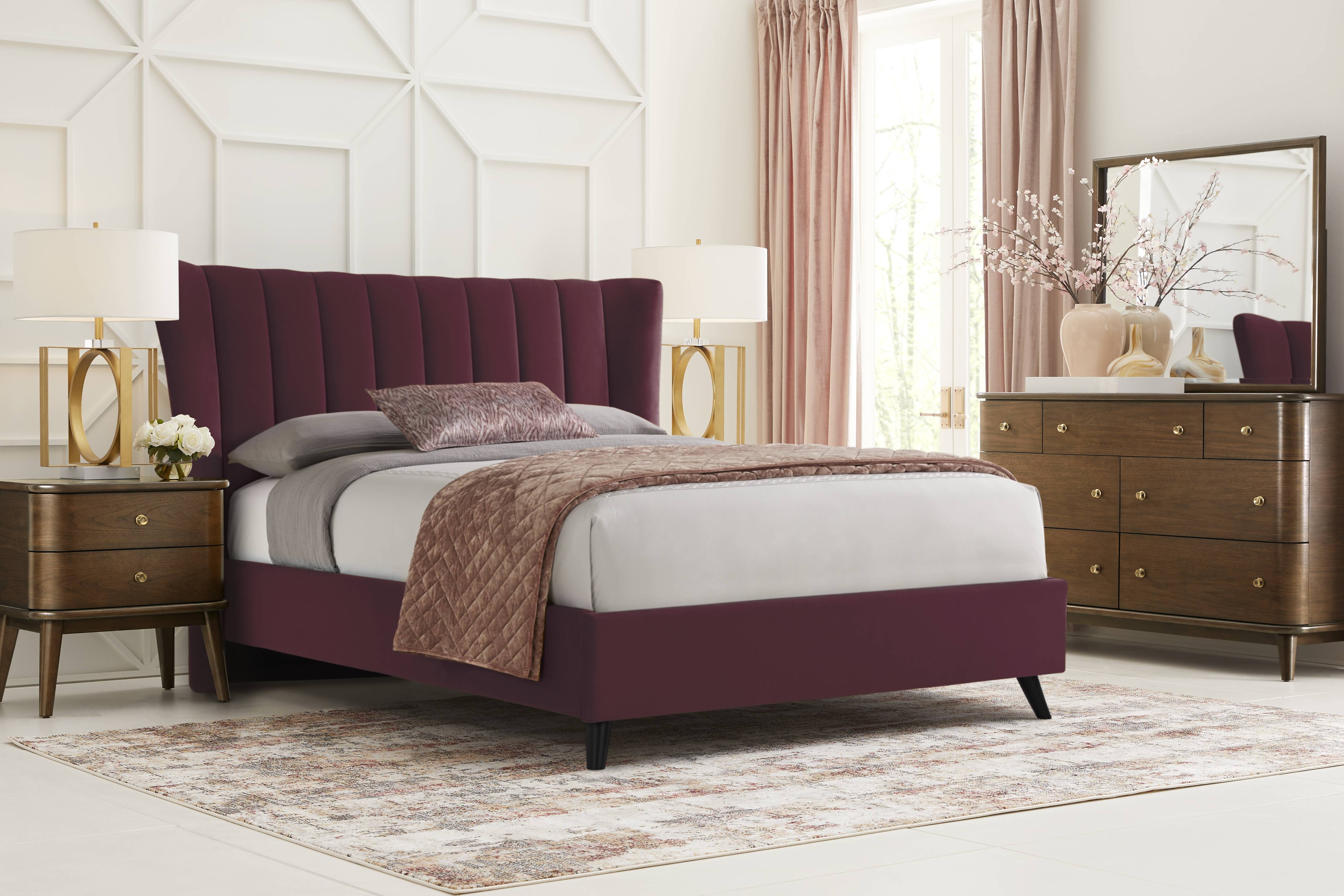Nanton Park Red 3 Pc Queen Upholstered Bed - Thumbnail - Image 2