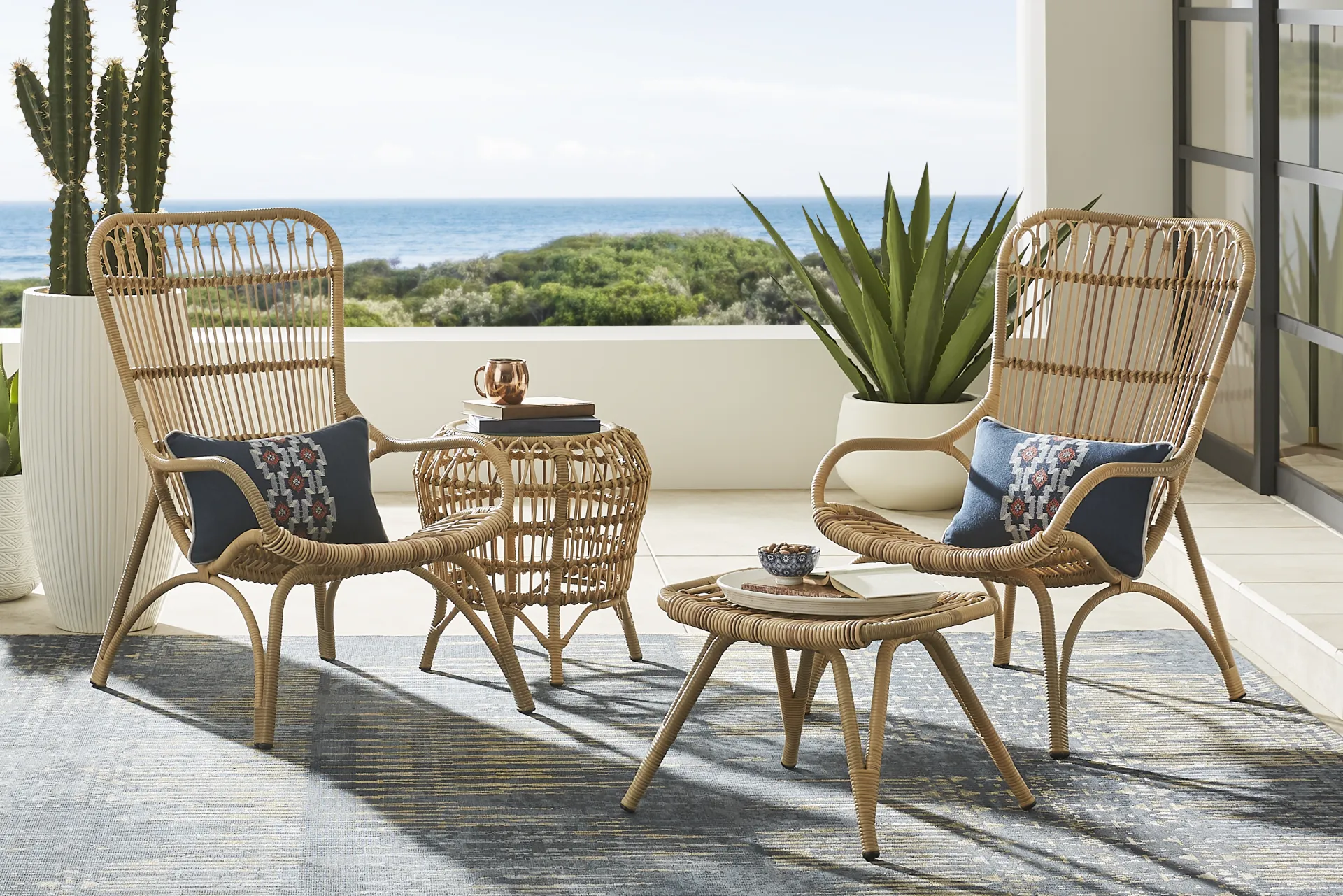Kain Natural Outdoor Lounge Chairs, Set of Two - Image 1