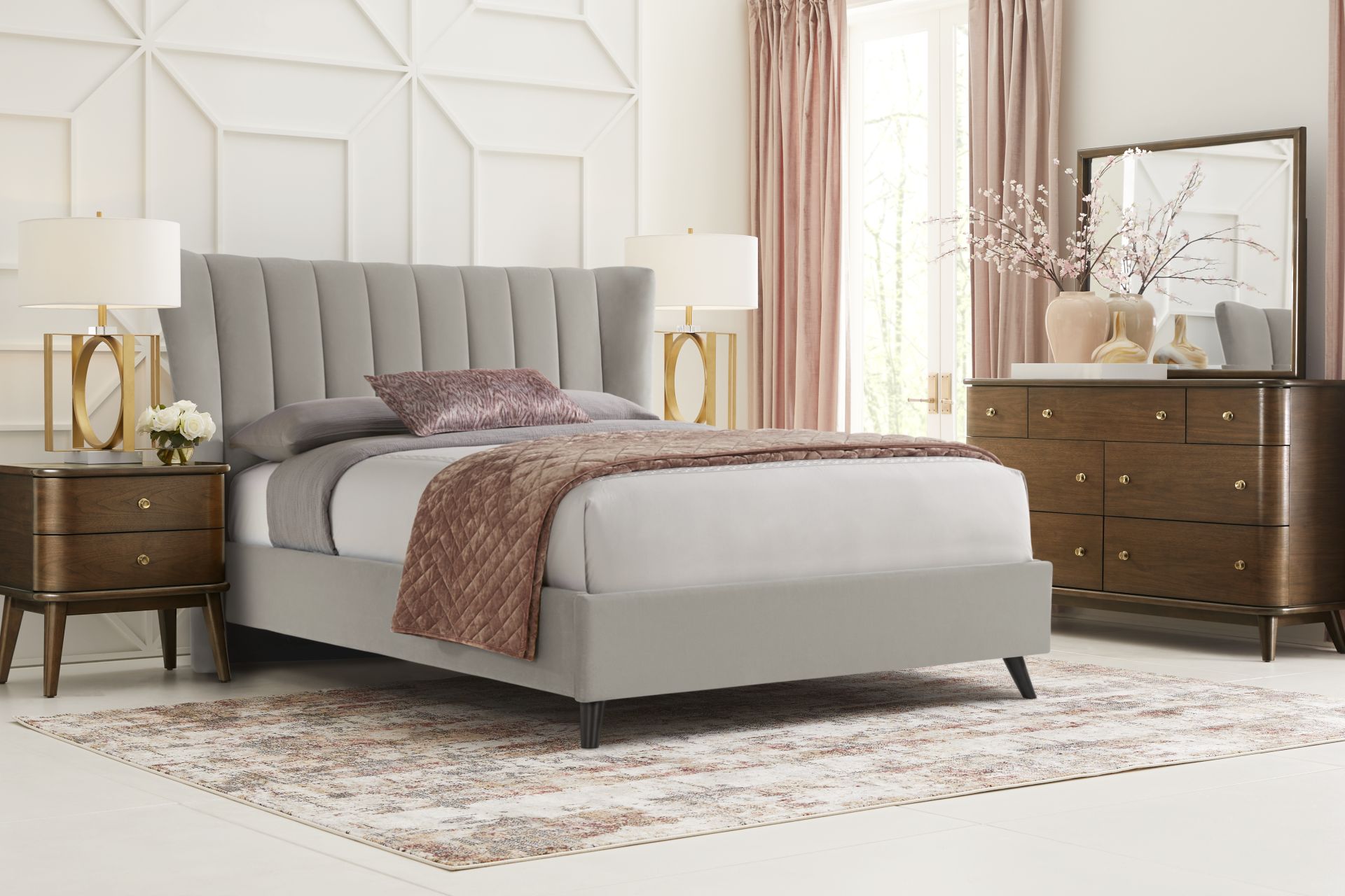 Nanton Park Gray 3 Pc King Upholstered Bed - Image 2