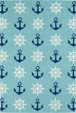 Nautical Life Blue 3' x 5' Indoor/Outdoor Rug