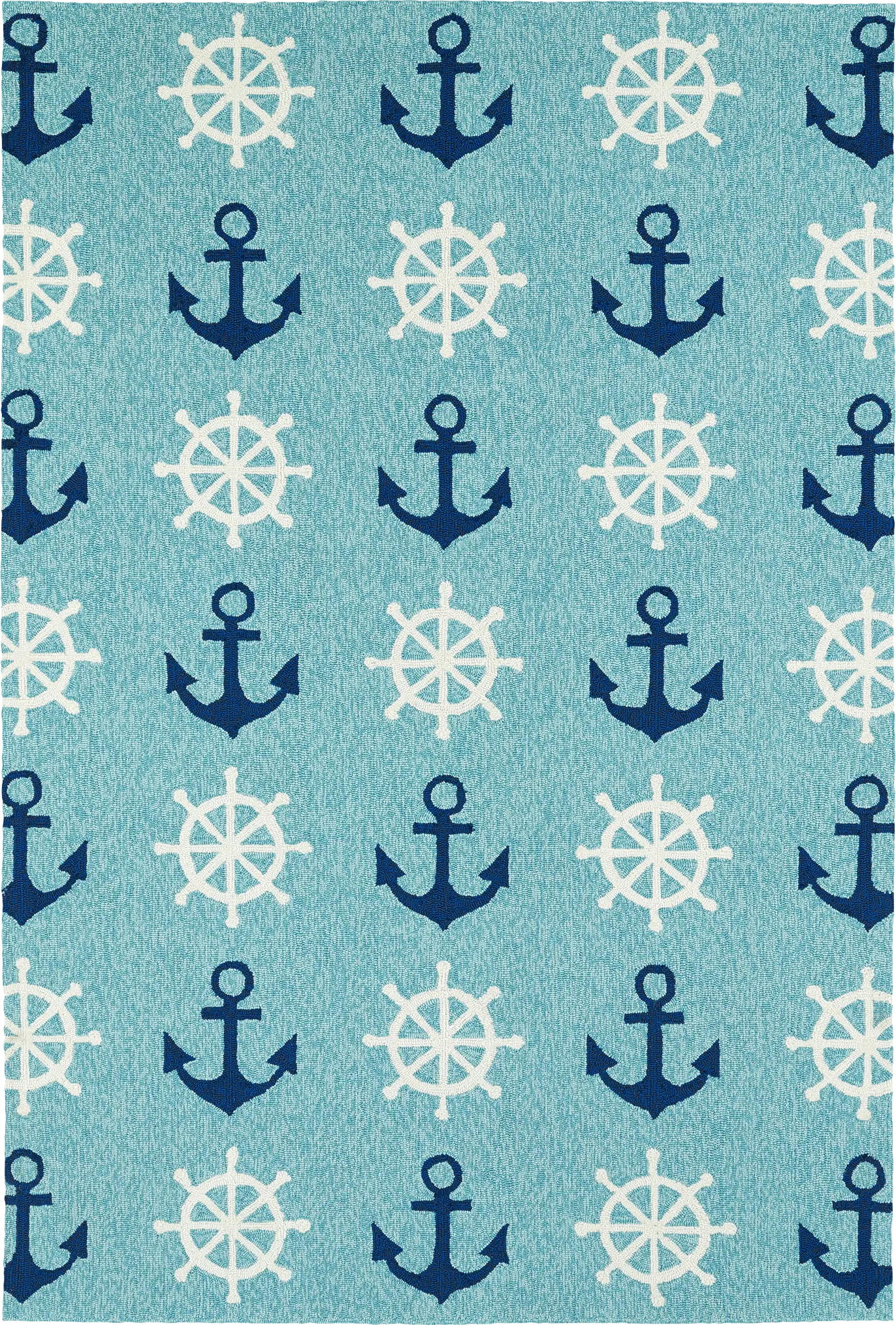 Nautical Life Blue 7'6 x 9' Indoor/Outdoor Rug
