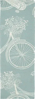 Bicycle Adventure Blue 2' x 6' Indoor/Outdoor Rug