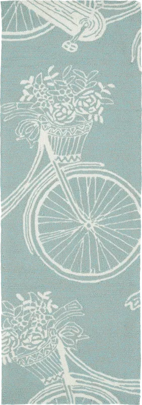 Bicycle Adventure Blue 2' x 6' Indoor/Outdoor Rug