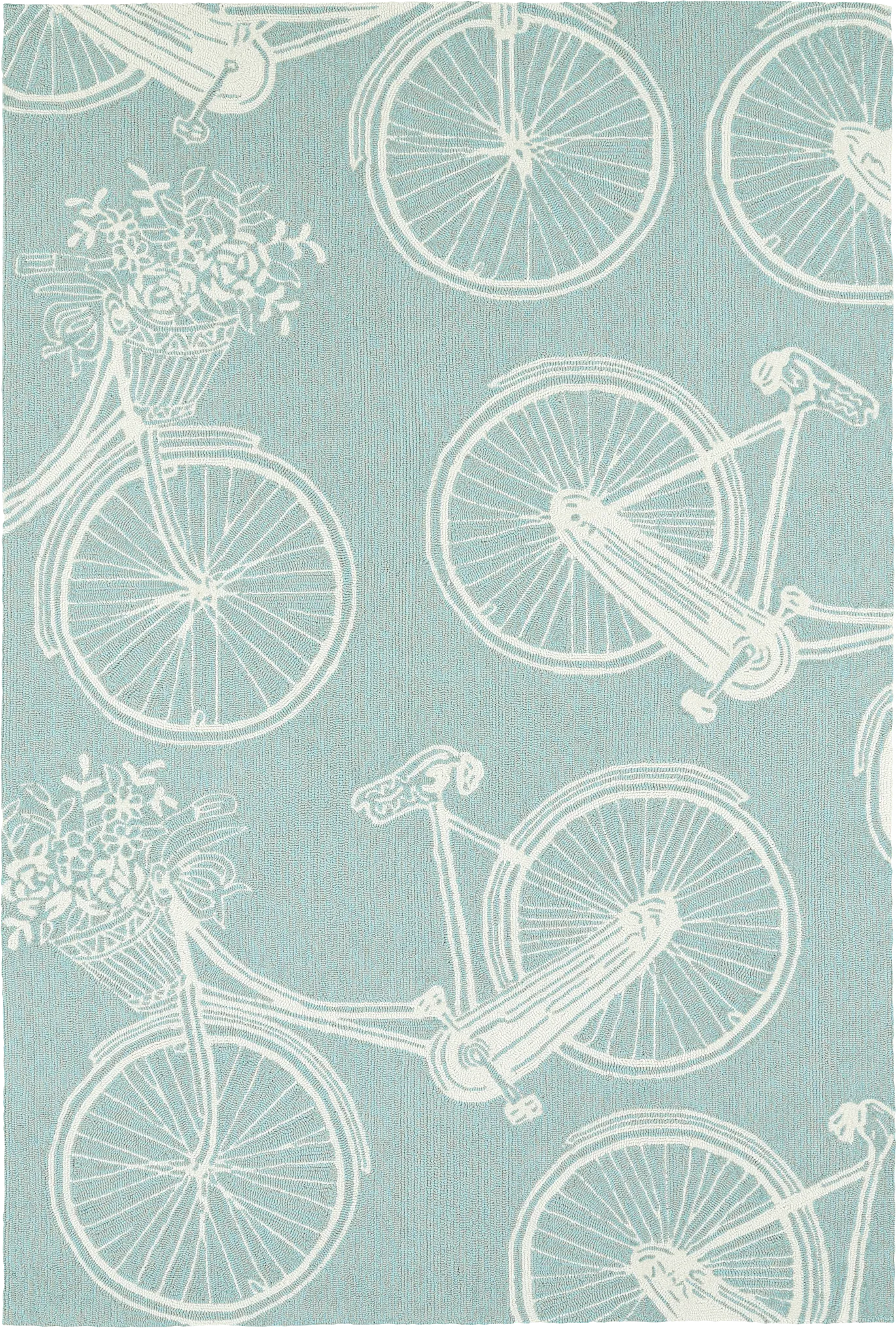 Bicycle Adventure Blue 5' x 7'6 Indoor/Outdoor Rug - Image 1
