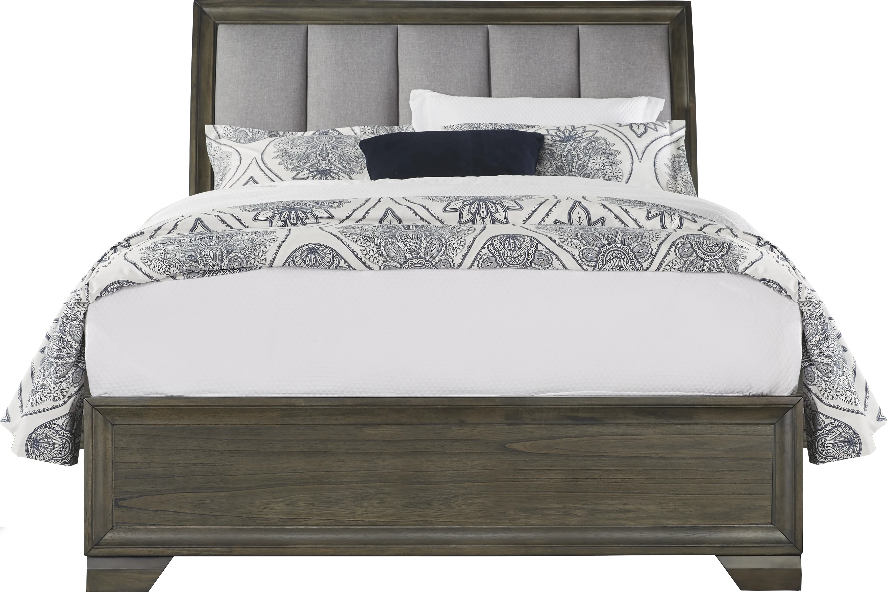 Beckwood Gray 3 Pc Queen Upholstered Sleigh Bed - Thumbnail - Image 1