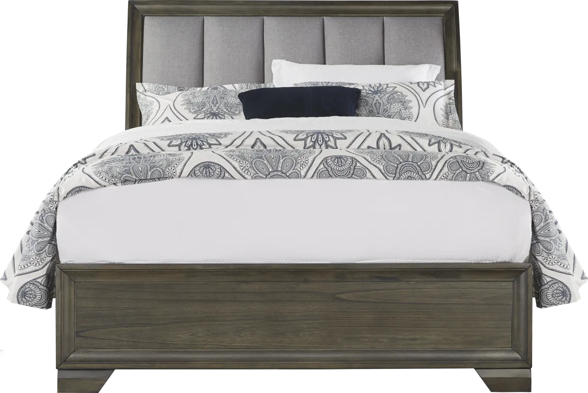Beckwood Gray 3 Pc Queen Upholstered Sleigh Bed