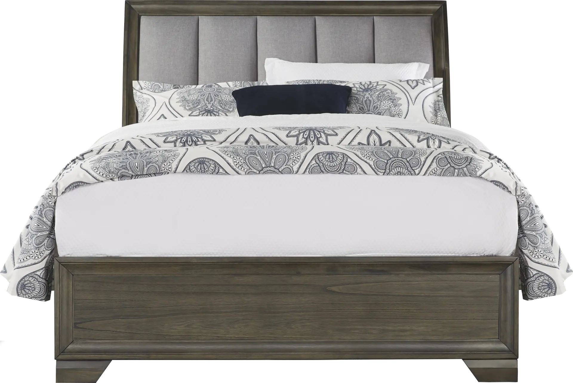 Beckwood Gray 3 Pc King Upholstered Sleigh Bed