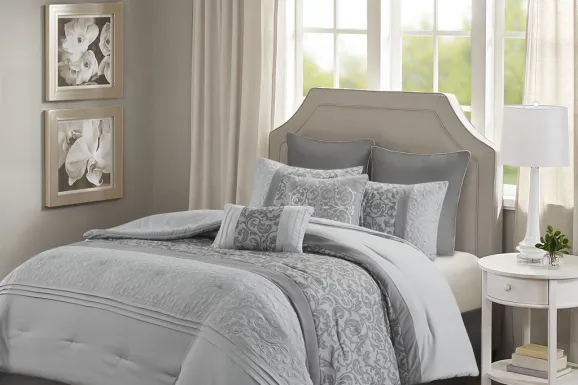 Hafnor Gray 8 Pc California King Comforter Set