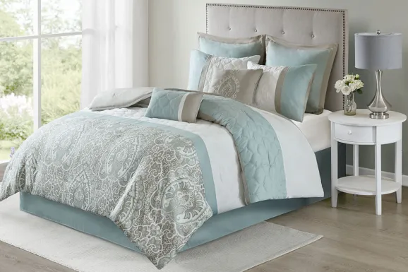 Inerness Green 8 Pc King Comforter Set