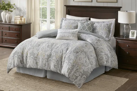 Lulon Gray 6 Pc California King Comforter Set