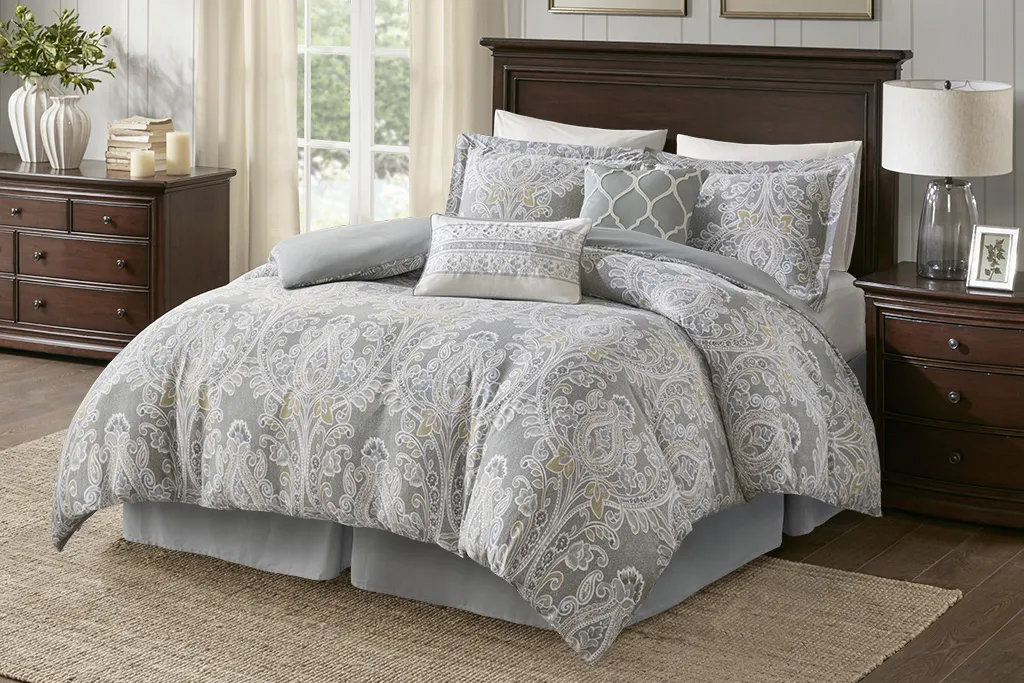 Lulon Gray 6 Pc Full Comforter Set