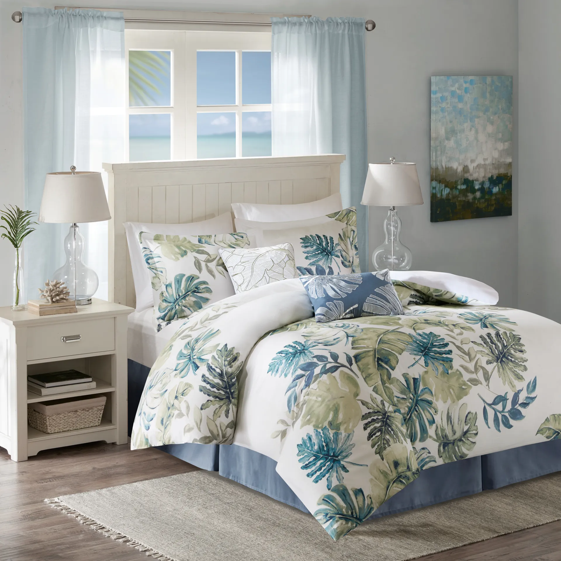 Magoword White Green 6 Pc King Comforter Set - Image 1